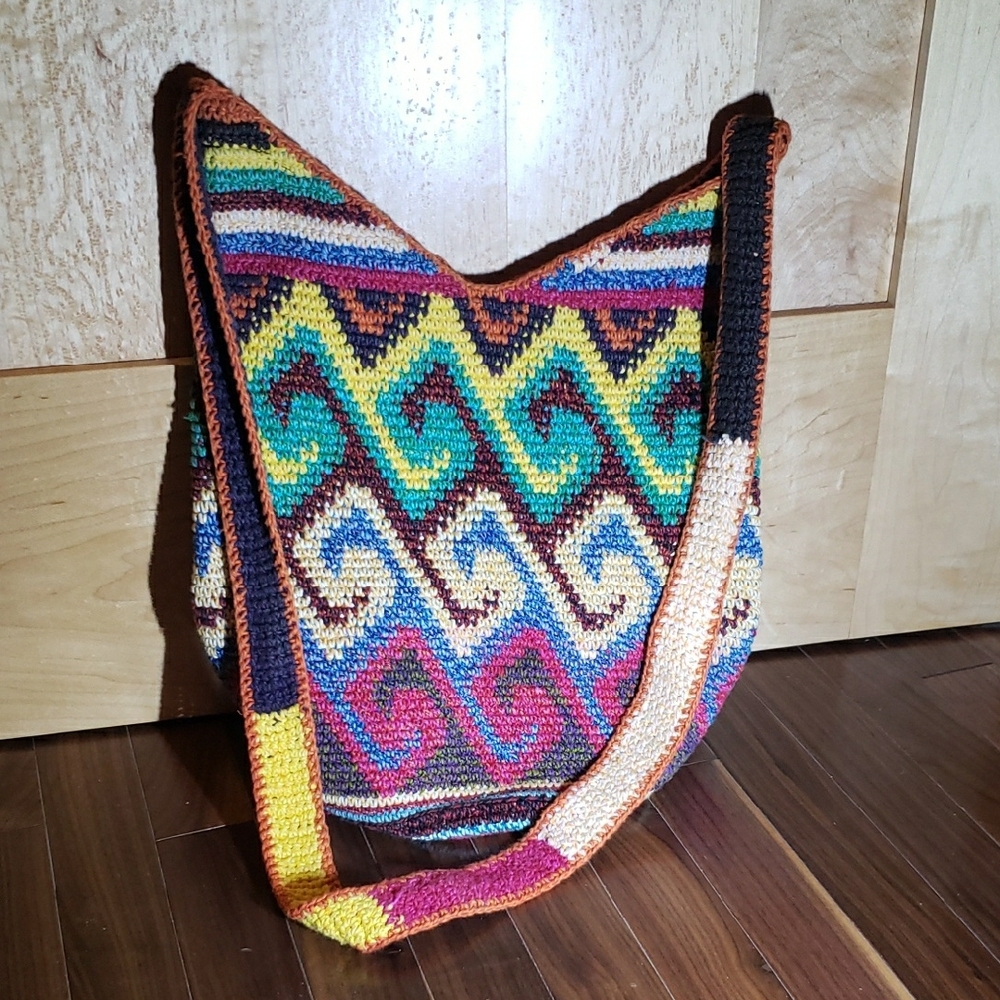 Handmade in Guatamala Colorful Wave Patterned Bag or Purse